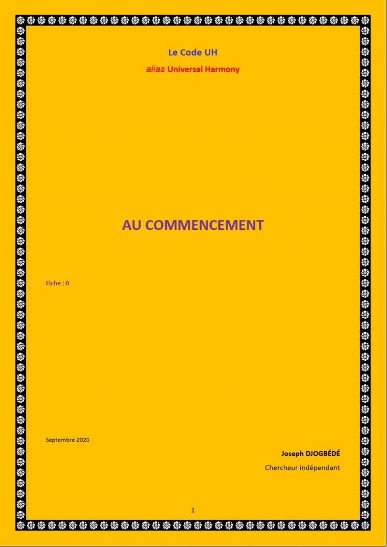 Fiche 0: Au Commencement