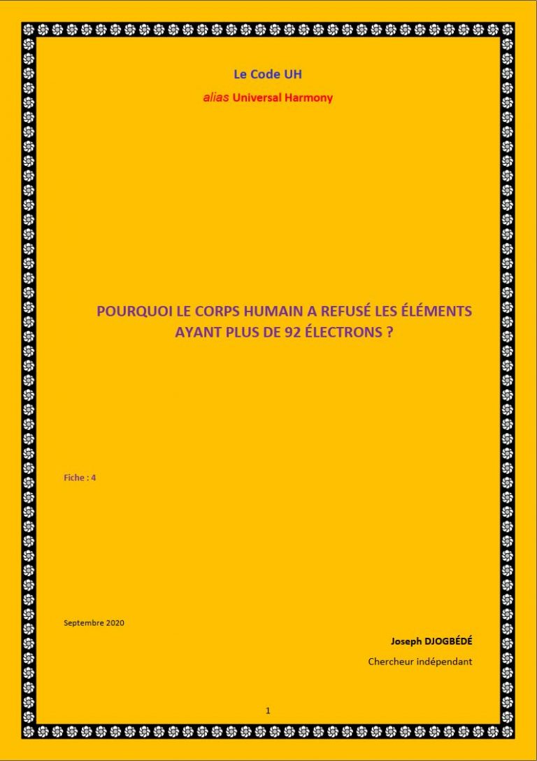 Fiche 04: POURQUOI LE CORPS HUMAIN A REFUSÉ LES ÉLÉMENTS AYANT PLUS DE 92 ÉLECTRONS ?