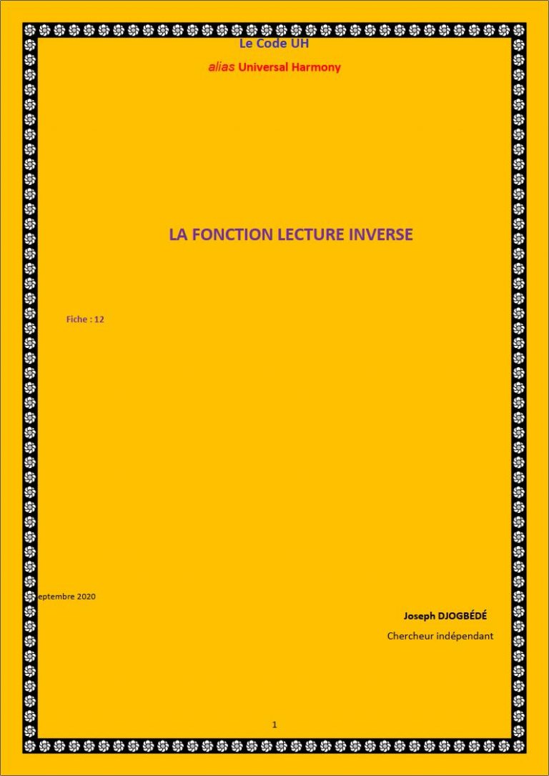 Fiche 12: LA FONCTION LECTURE INVERSE