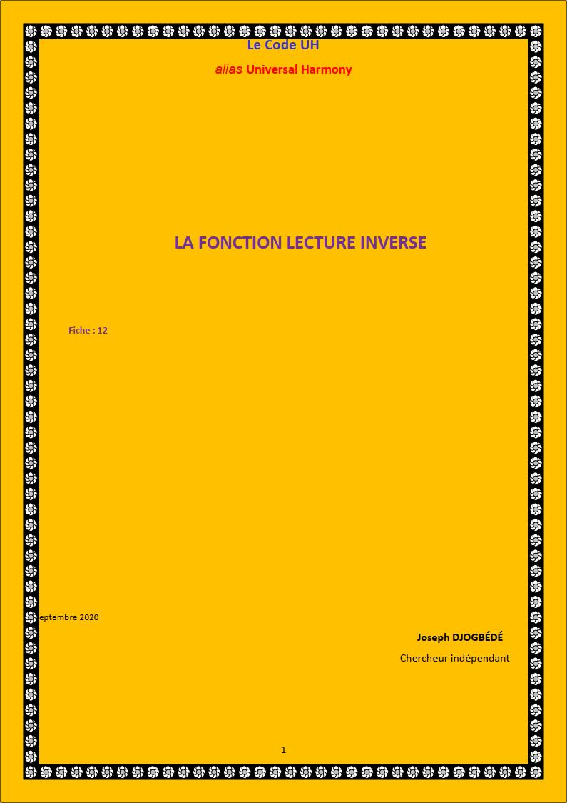 Fiche 12: LA FONCTION LECTURE INVERSE