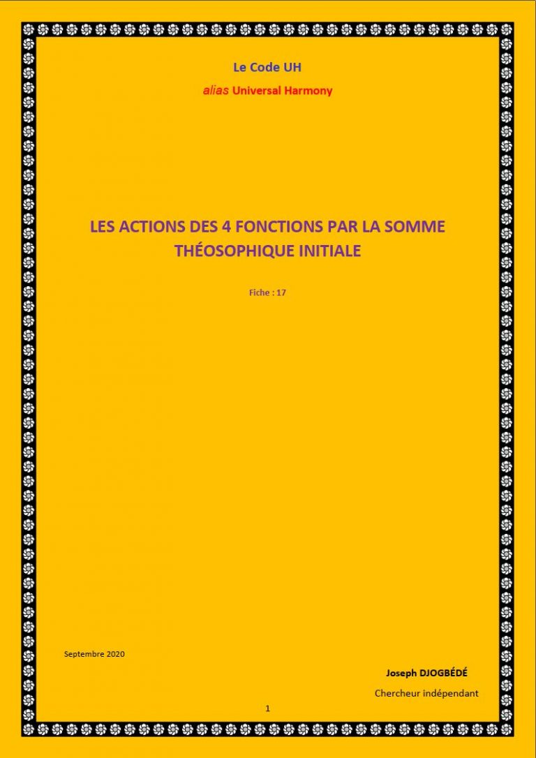Fiche 17: LES ACTIONS DES 4 FONCTIONS PAR LA SOMME THÉOSOPHIQUE INITIALE