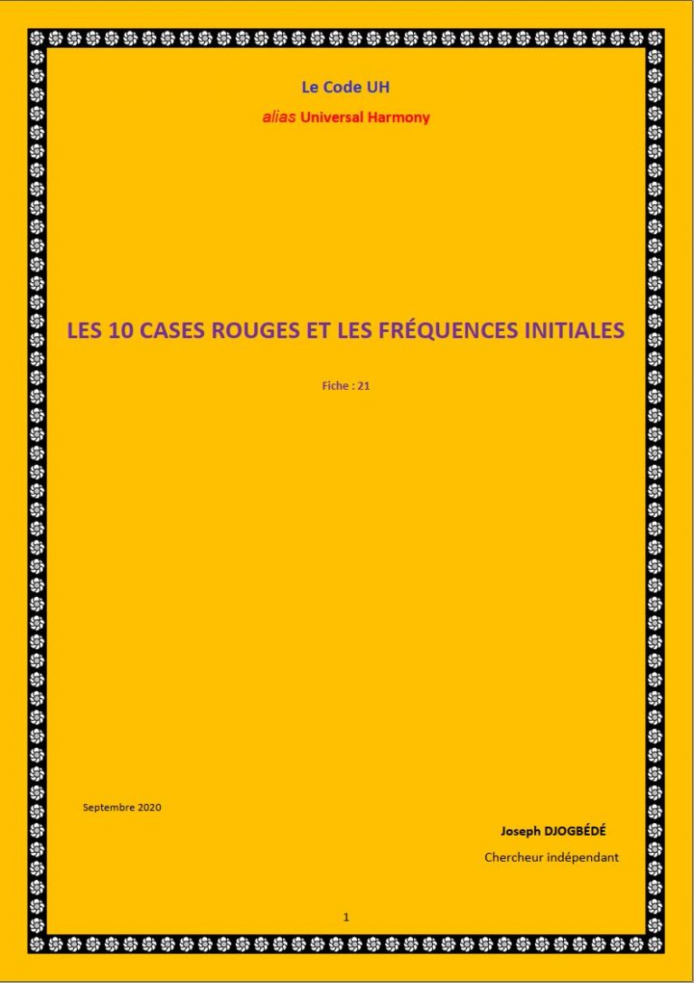 Fiche 21: LES 10 CASES ROUGES ET LES FRÉQUENCES INITIALES