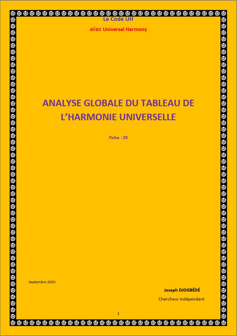 Fiche 25: ANALYSE GLOBALE DU TABLEAU DE L’HARMONIE UNIVERSELLE