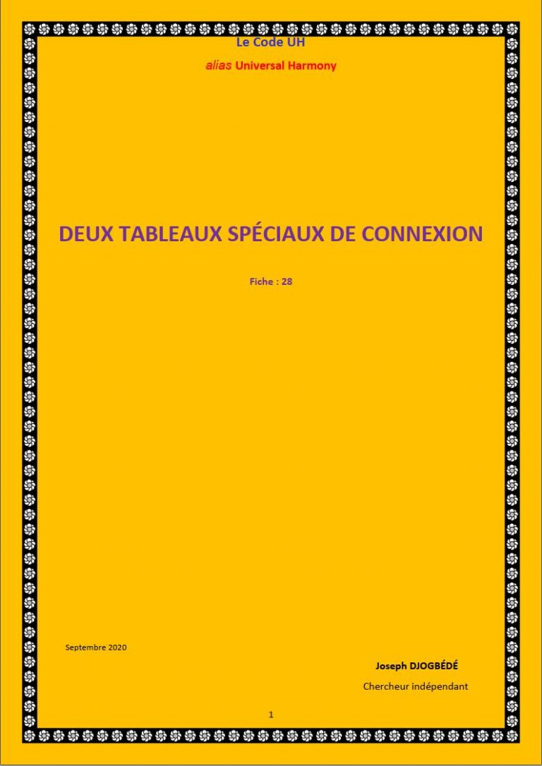 Fiche 28: DEUX TABLEAUX SPÉCIAUX DE CONNEXION