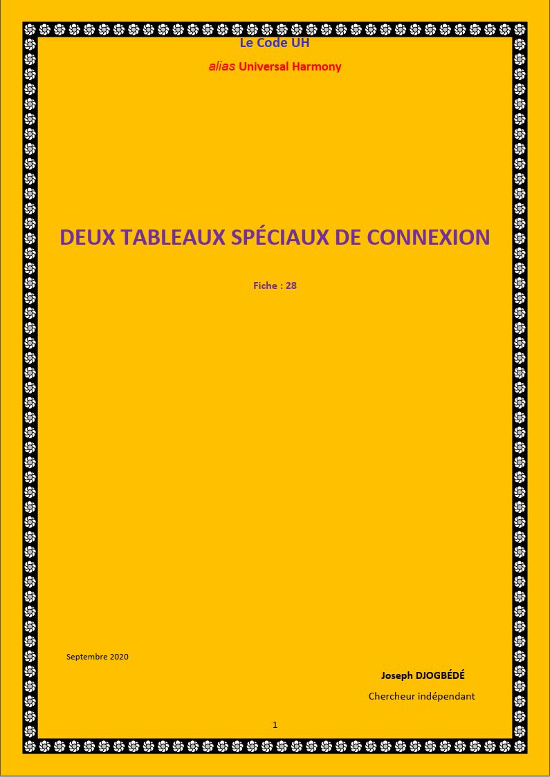 Fiche 28: DEUX TABLEAUX SPÉCIAUX DE CONNEXION
