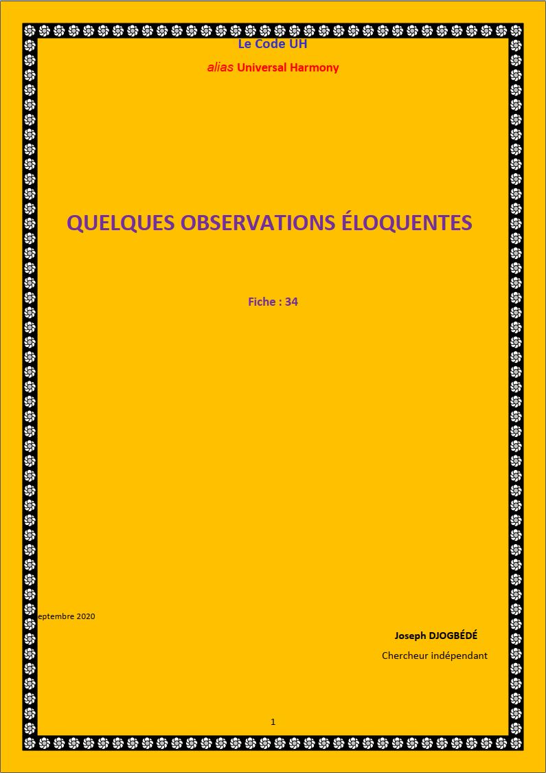 Fiche 34: QUELQUES OBSERVATIONS ÉLOQUENTES