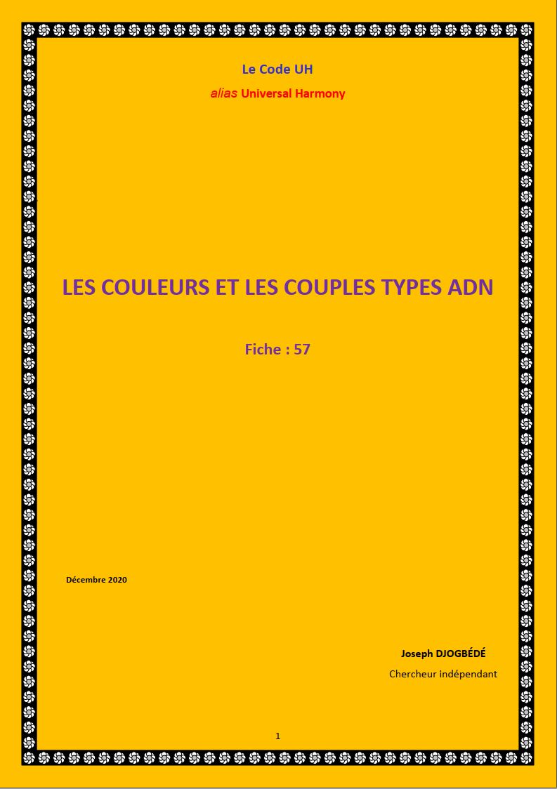 Fiche 57: LES COULEURS ET LES COUPLES TYPES ADN