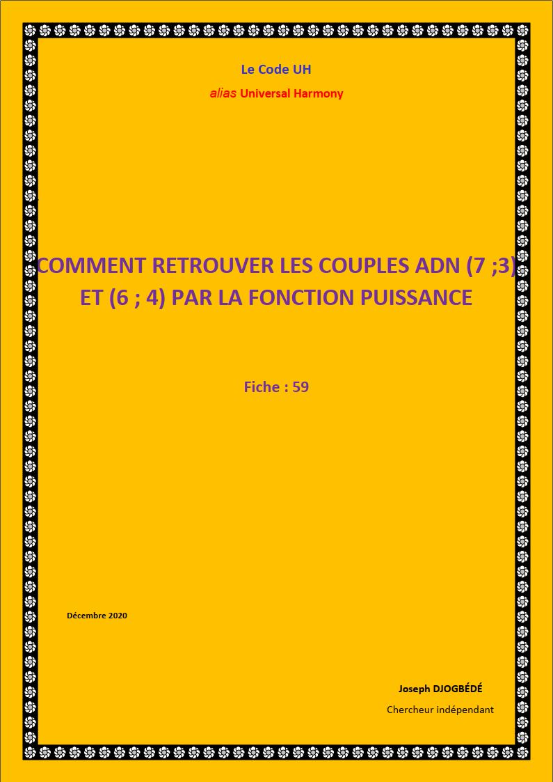 Fiche 59: COMMENT RETROUVER LES COUPLES ADN (7 ;3) ET (6 ; 4) PAR LA FONCTION PUISSANCE DE L’ATOME