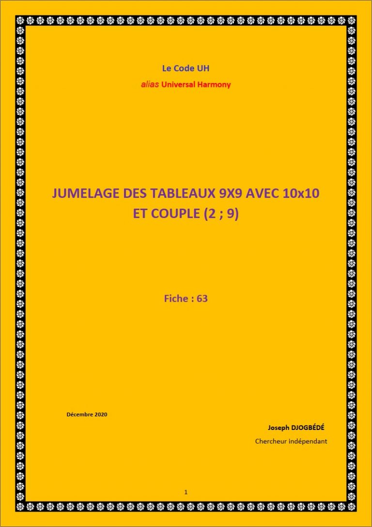Fiche 63: JUMELAGE DES TABLEAUX 9X9 AVEC 10×10 ET COUPLE (2 ; 9)