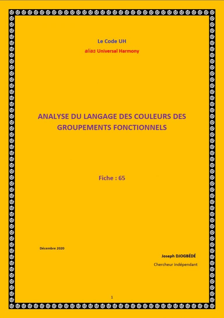 Fiche 65: ANALYSE DU LANGAGE DES COULEURS DES GROUPEMENTS FONCTIONNELS