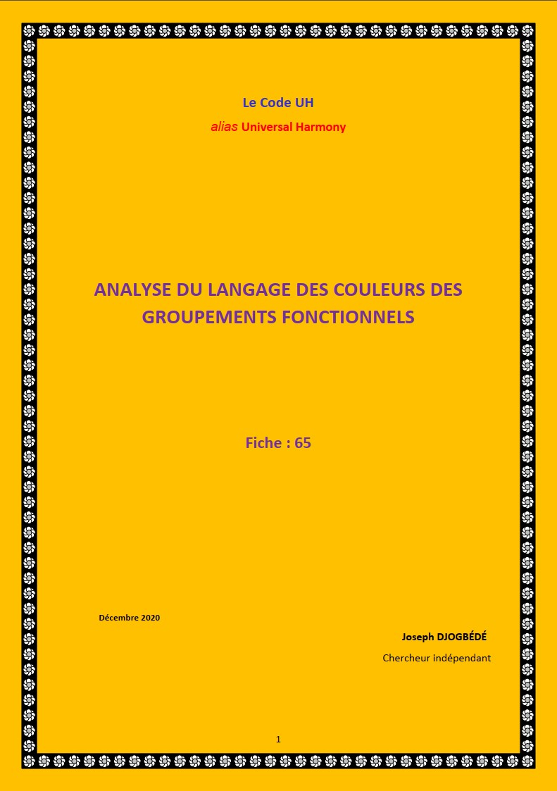 Fiche 65: ANALYSE DU LANGAGE DES COULEURS DES GROUPEMENTS FONCTIONNELS