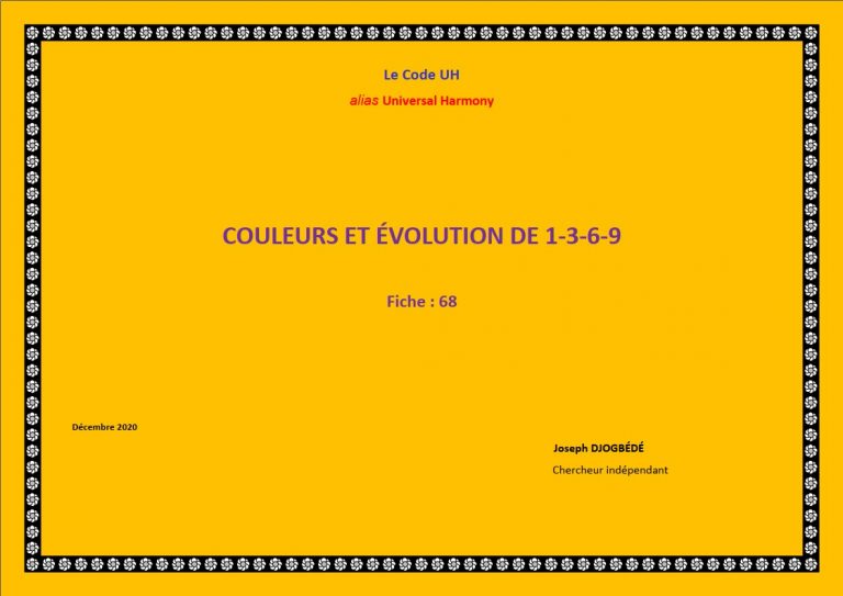 Fiche 68: COULEURS ET ÉVOLUTION DE 1-3-6-9