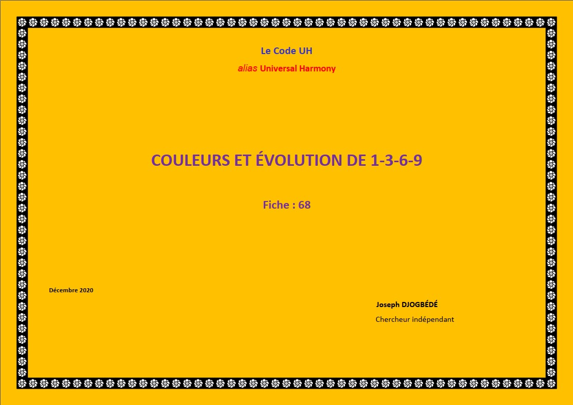 Fiche 68: COULEURS ET ÉVOLUTION DE 1-3-6-9
