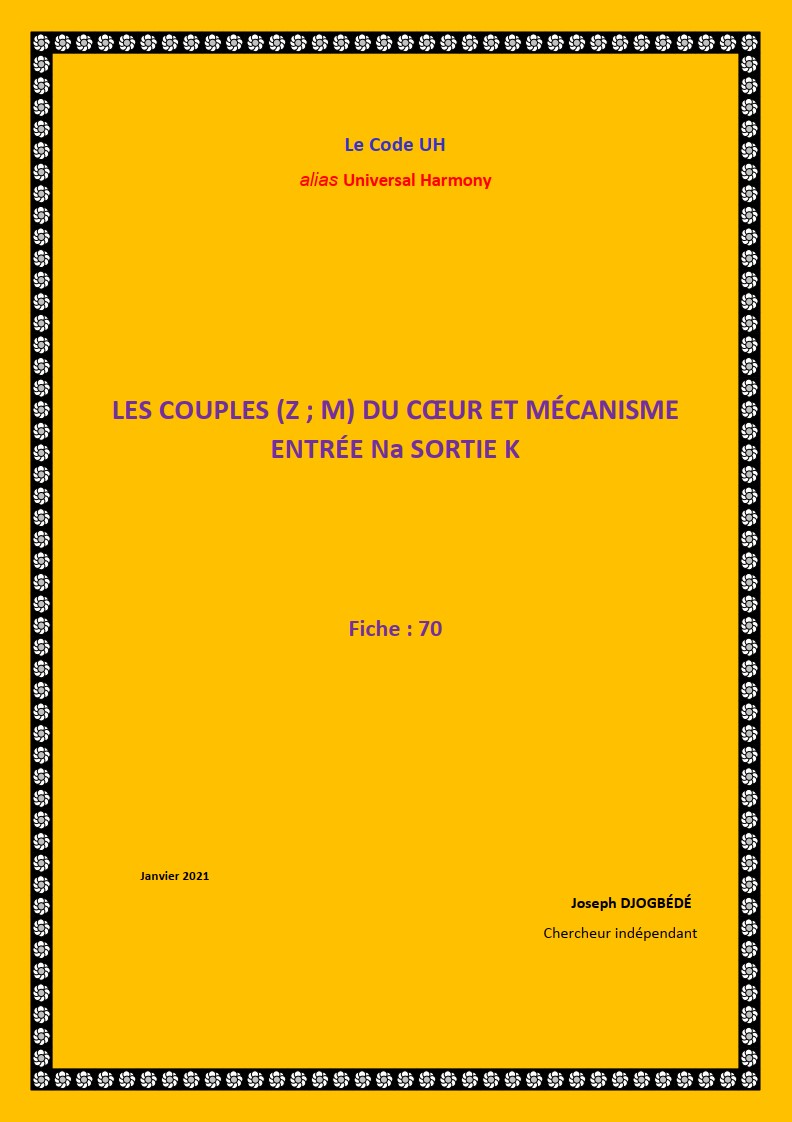 Fiche 70: LES COUPLES (Z ; M) DU CŒUR ET MÉCANISME ENTRÉE Na SORTIE K