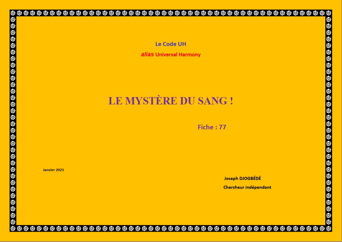 Fiche 77: LE MYSTÈRE DU SANG !