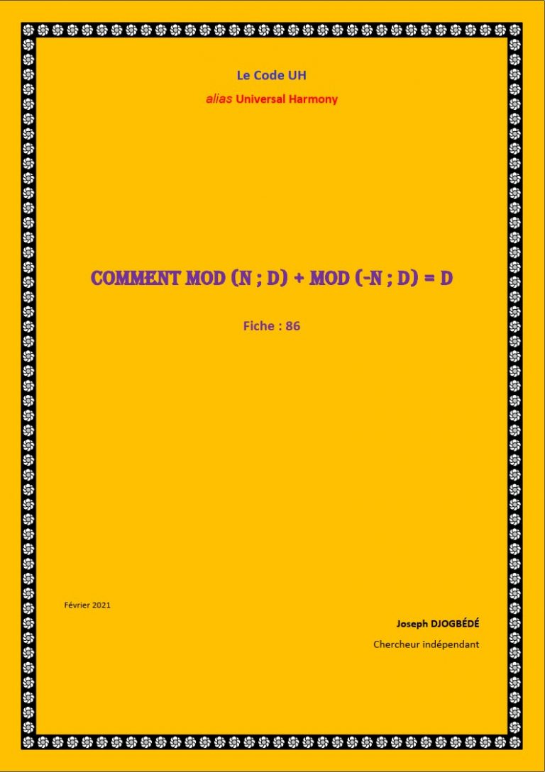 Fiche 86: Comment somme mod (n ; d) et mod (-n ; d) donne  d